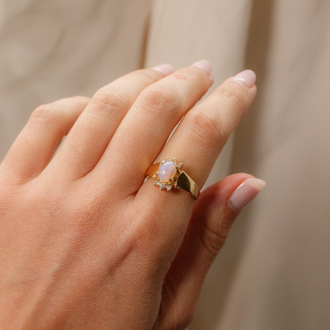 Vintage Oval Opal CZ Ring