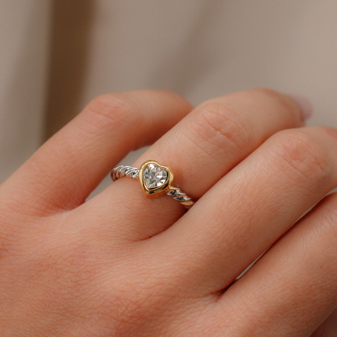Vintage Two Toned Heart Ring