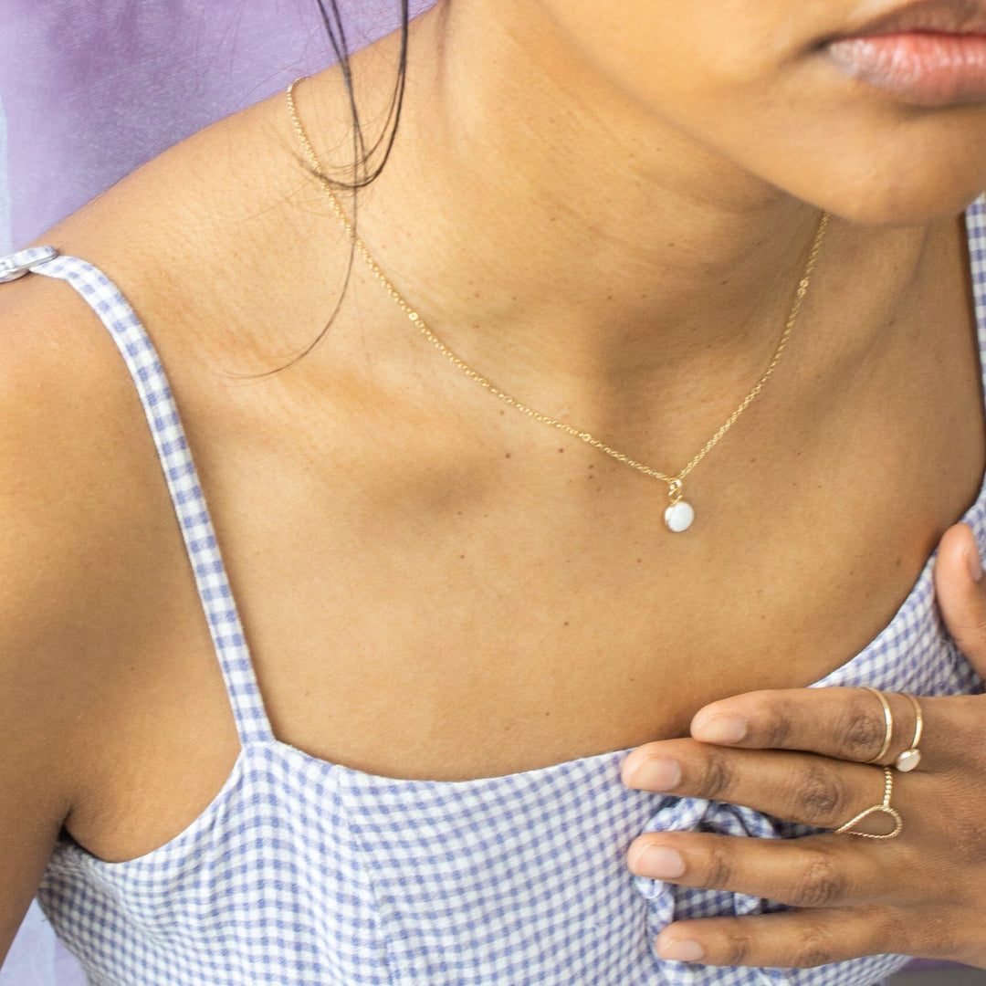 Opal or Rose Quartz Gemstone Necklace