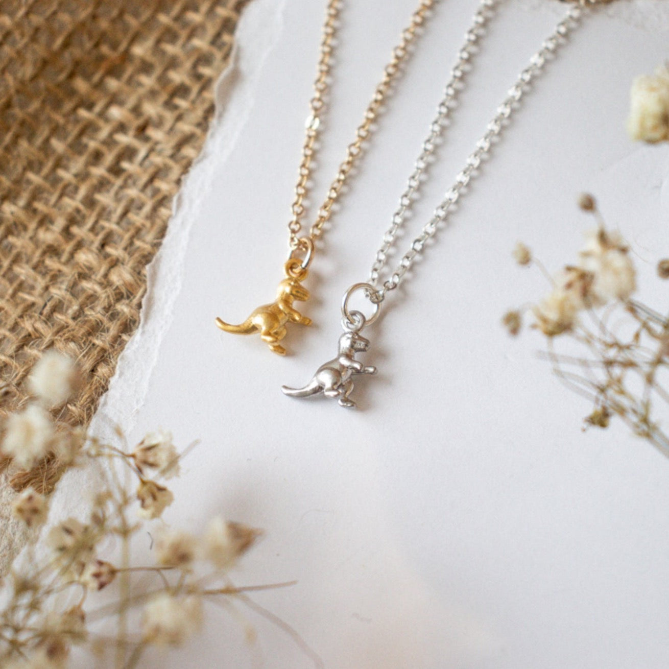 Dinosaur Necklace Gold Filled 26
