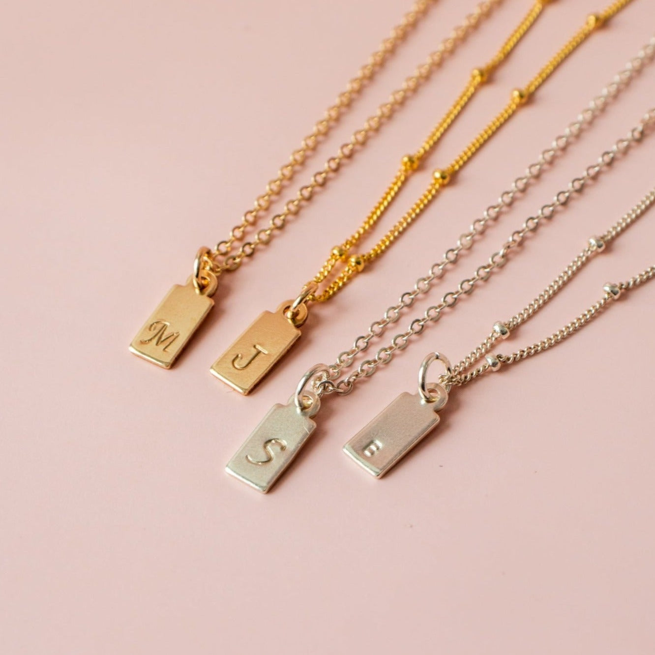 Rectangle Initial Necklace Small Emery Opal