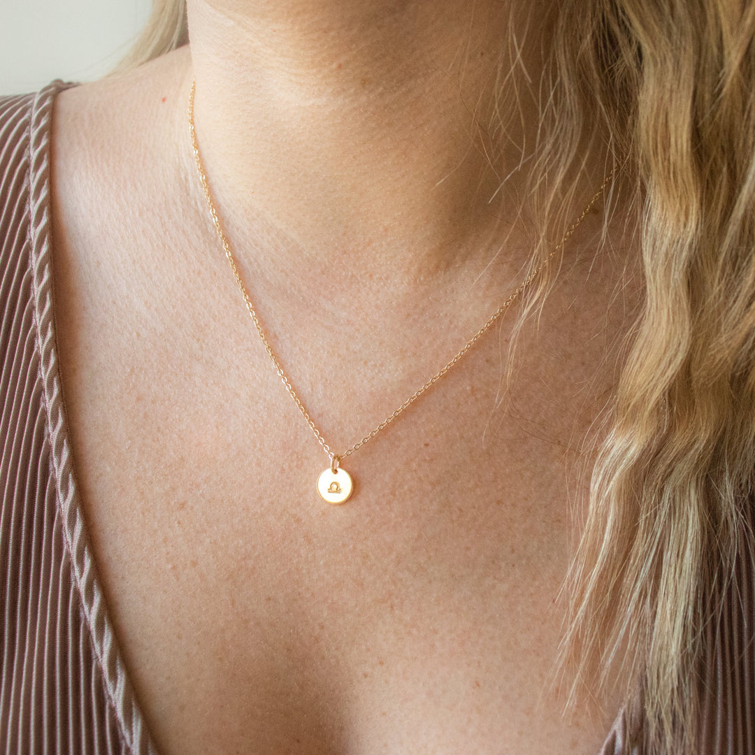 Zodiac Stamped Coin Necklace