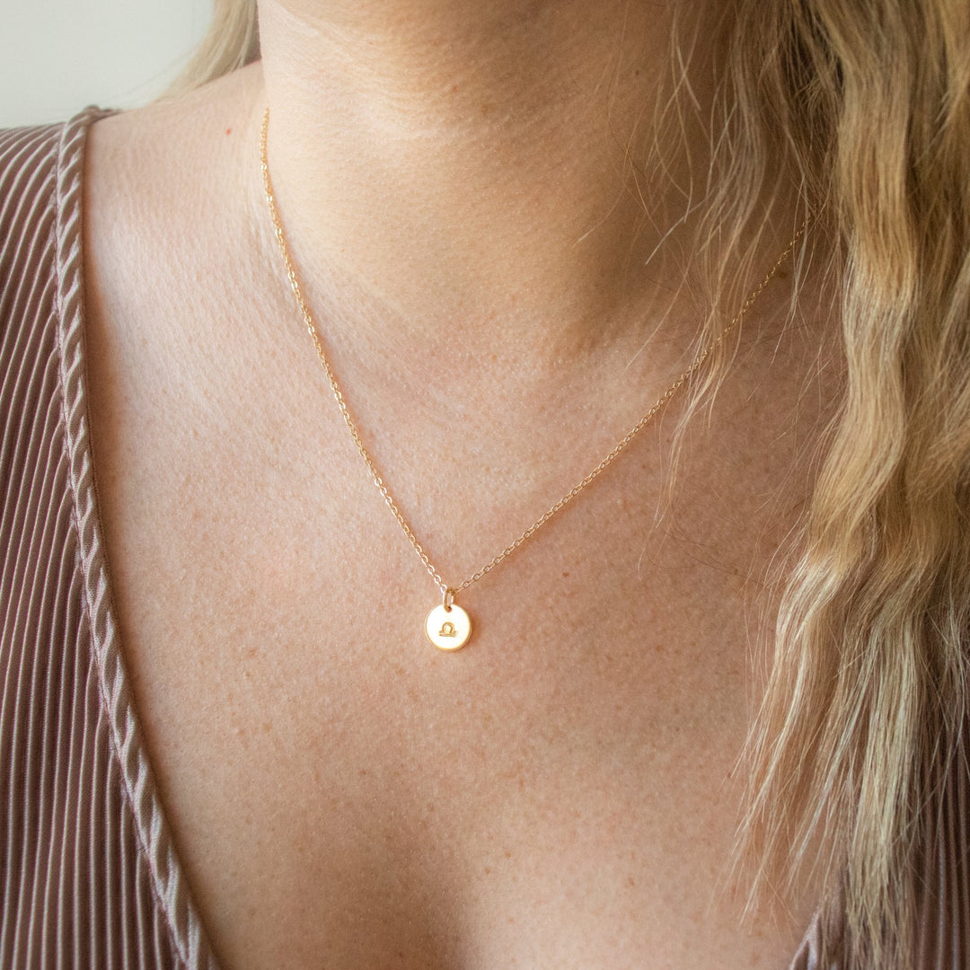 Zodiac Stamped Coin Necklace