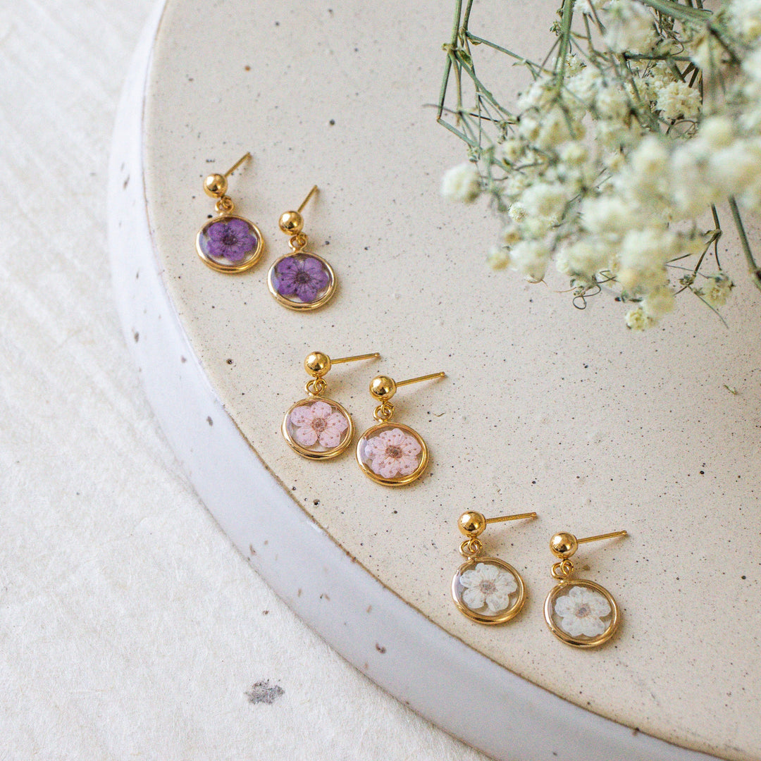 Boucles d'oreilles en fleurs pressées Blossom