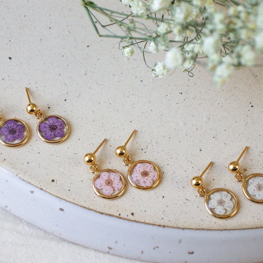 Boucles d'oreilles en fleurs pressées Blossom
