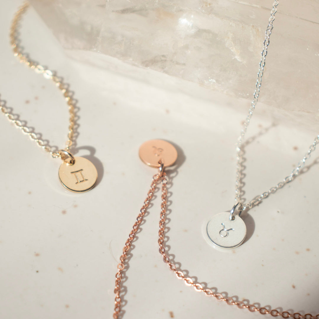 Zodiac Stamped Coin Necklace