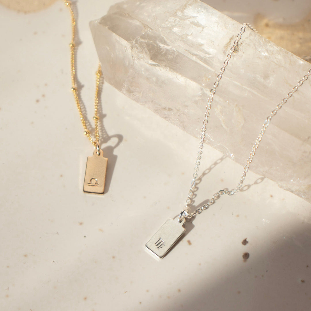 Zodiac Stamped Tag Necklace