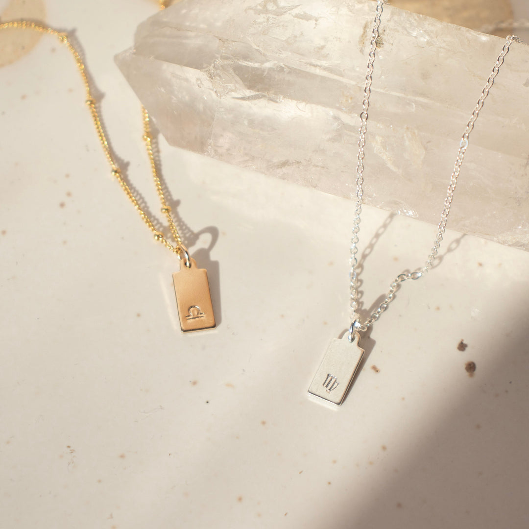 Zodiac Stamped Tag Necklace