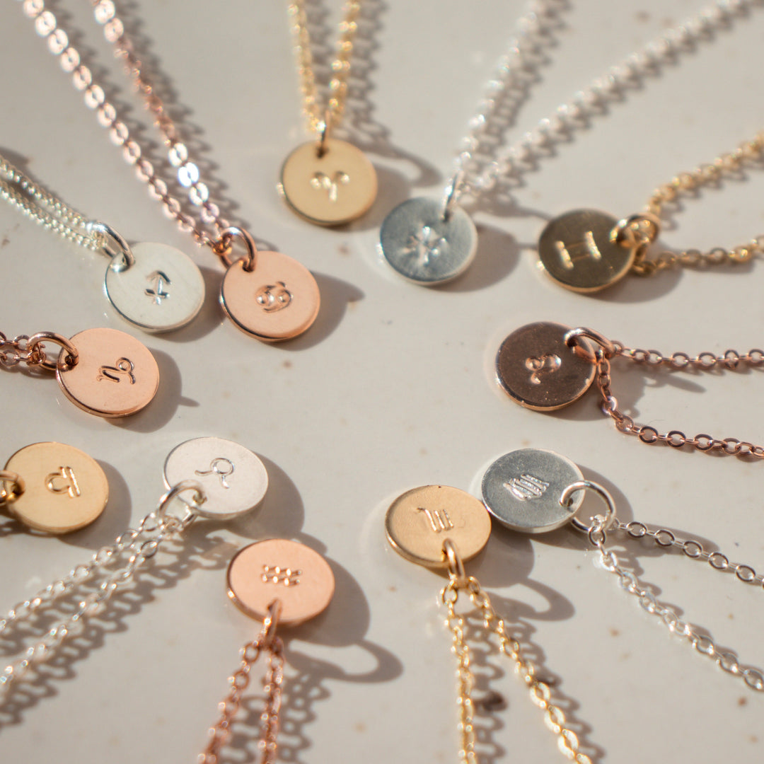 Zodiac Stamped Coin Necklace