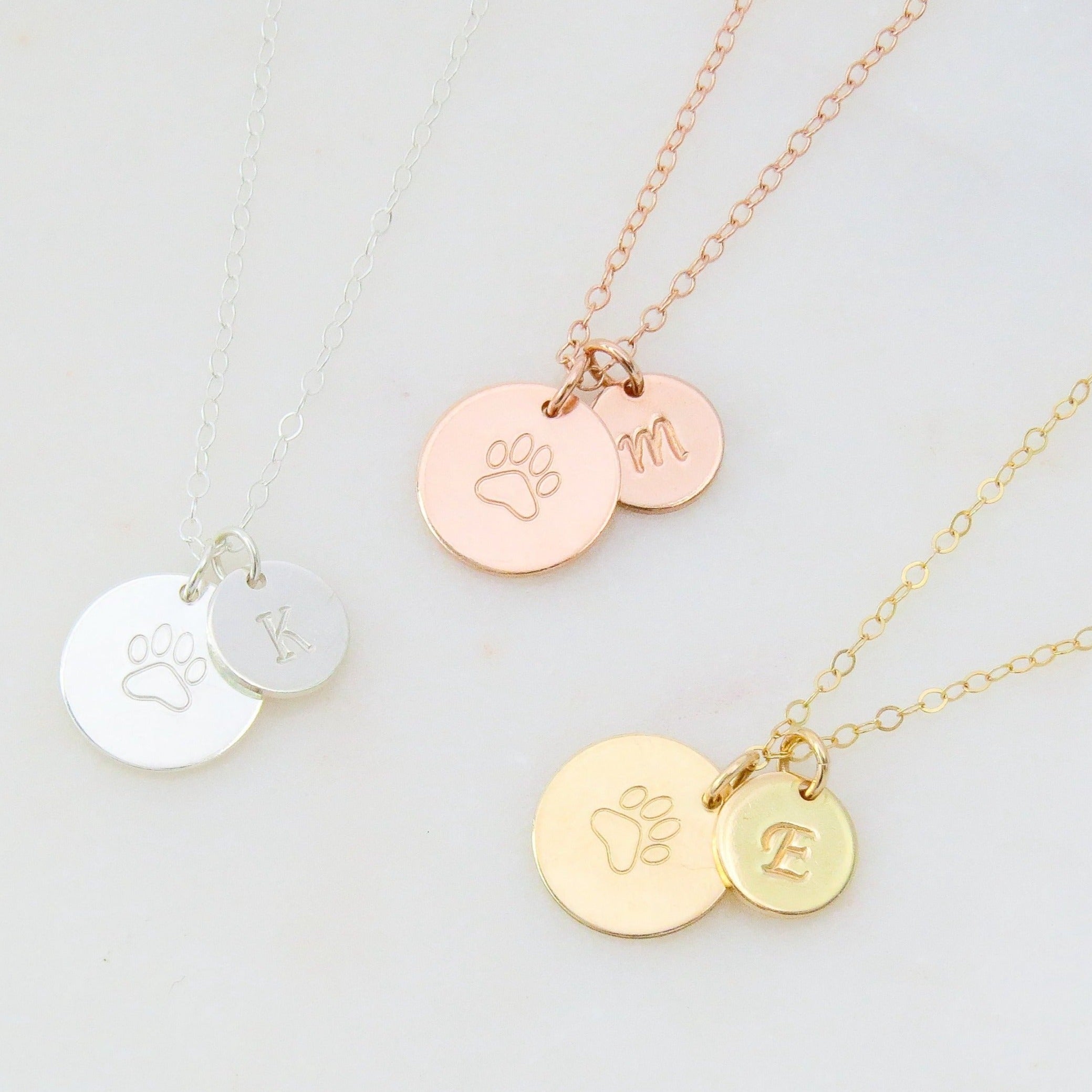 Paw Print Initial Necklace – Emery Opal
