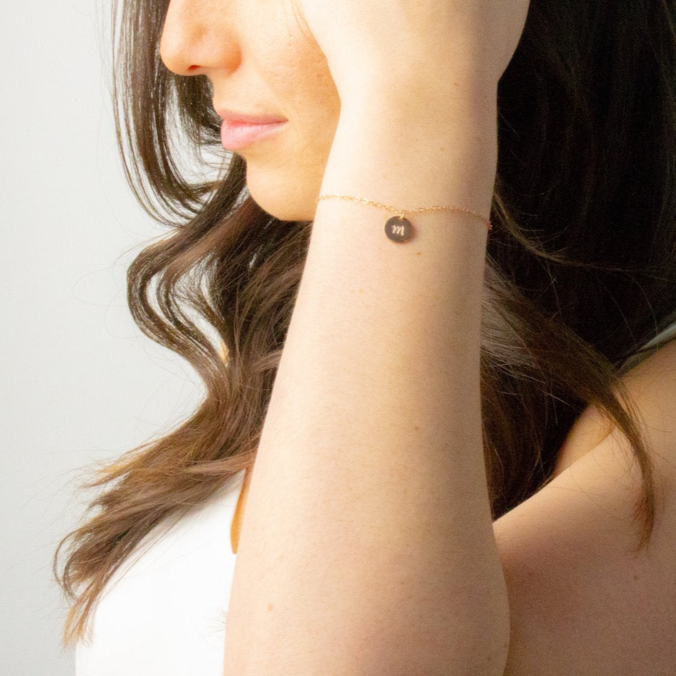Tiny Initial Coin Bracelet