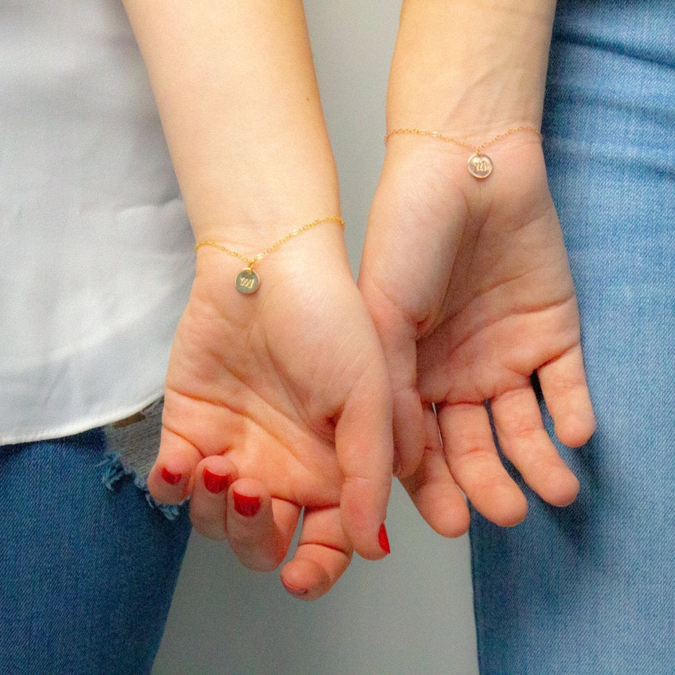 Tiny Initial Coin Bracelet
