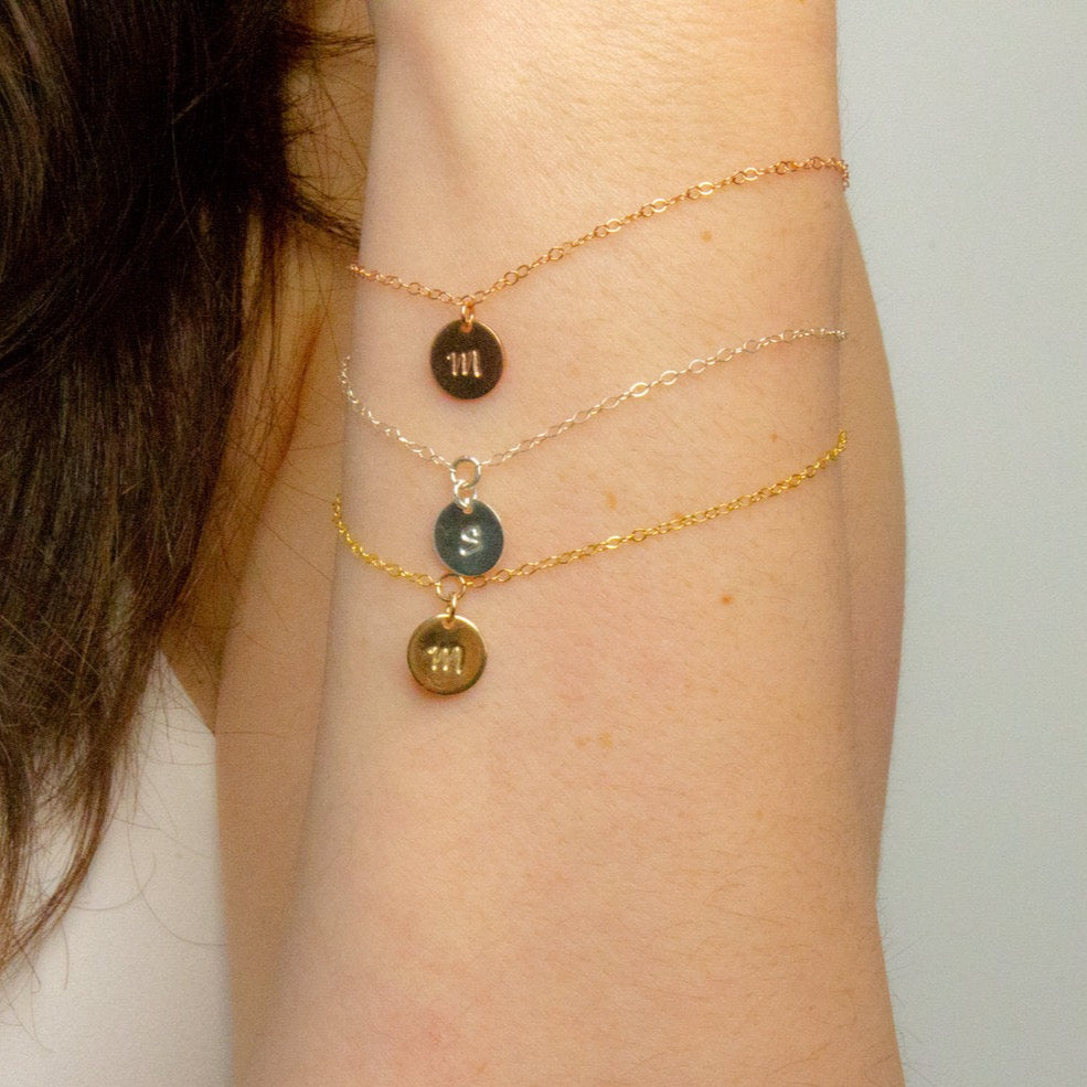 Tiny Initial Coin Bracelet
