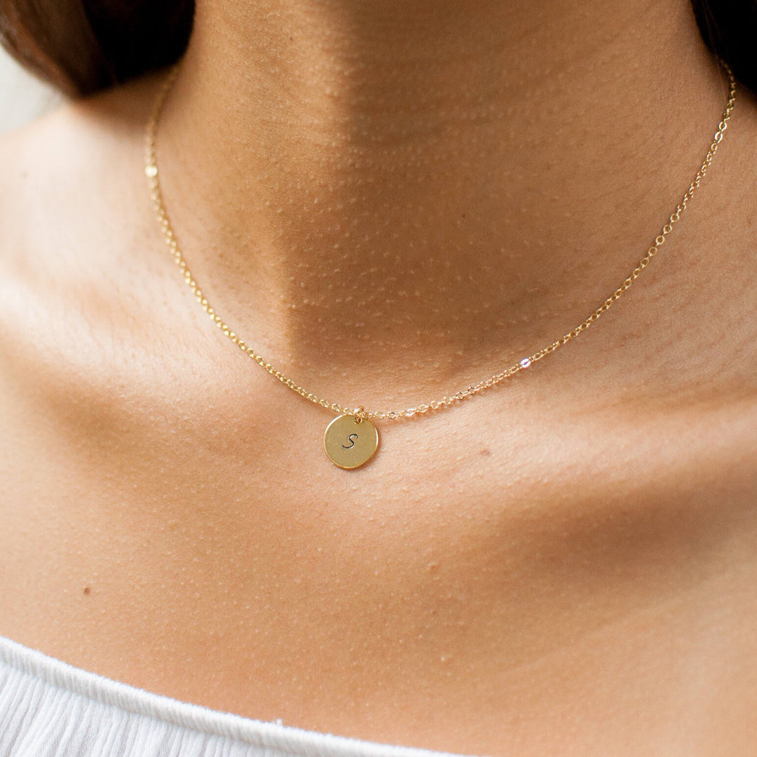 Initial Disc Necklace - Medium