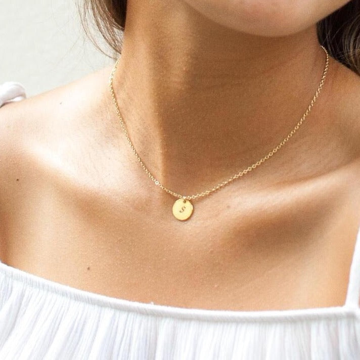 Initial Disc Necklace - Medium