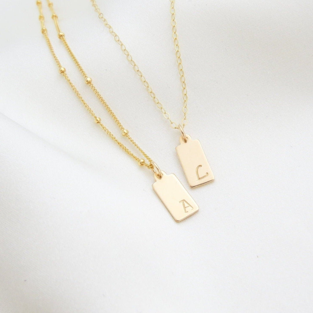 Rectangle Tag Initial Necklace