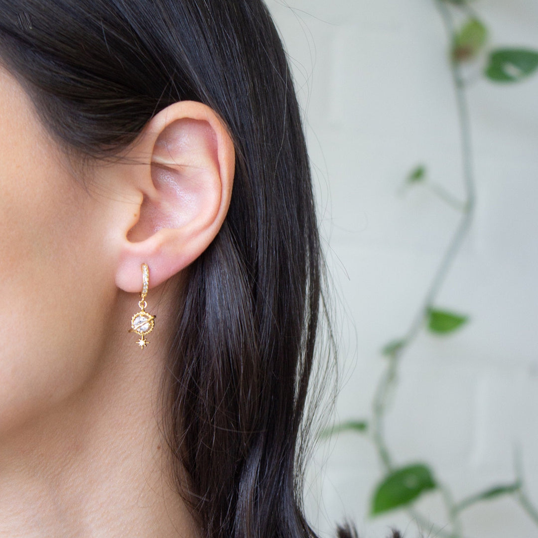 Planet Saturn Hoop Earrings