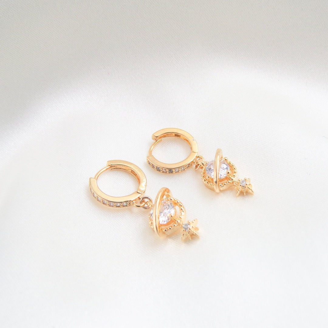 Planet Saturn Hoop Earrings