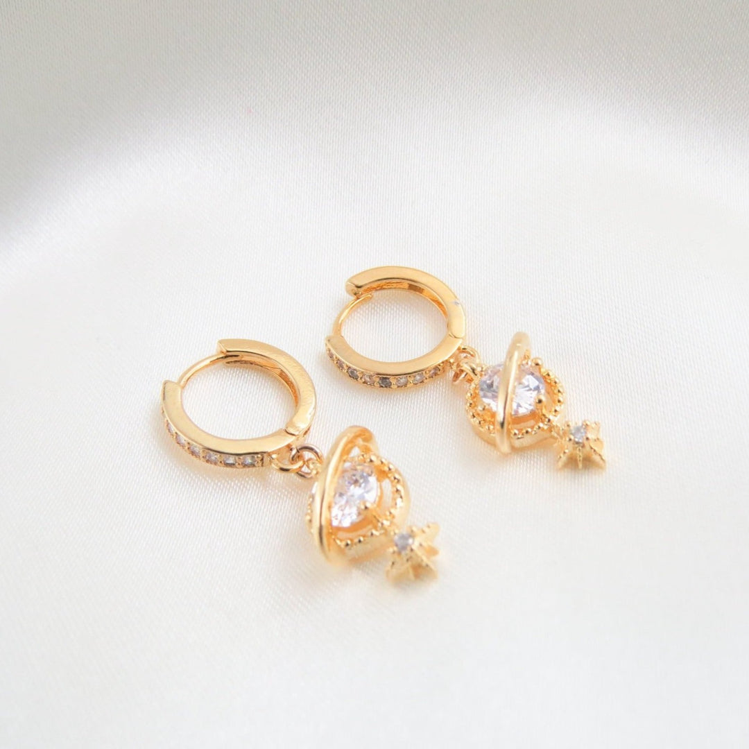 Planet Saturn Hoop Earrings