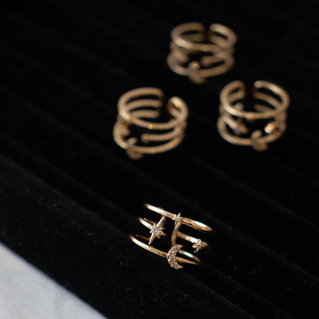 Celestial Moon and Stars Ring