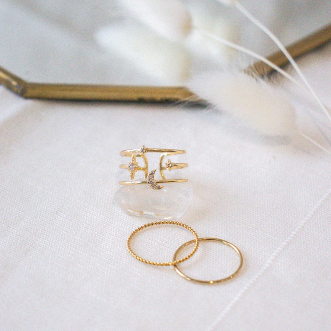 Celestial Moon and Stars Ring
