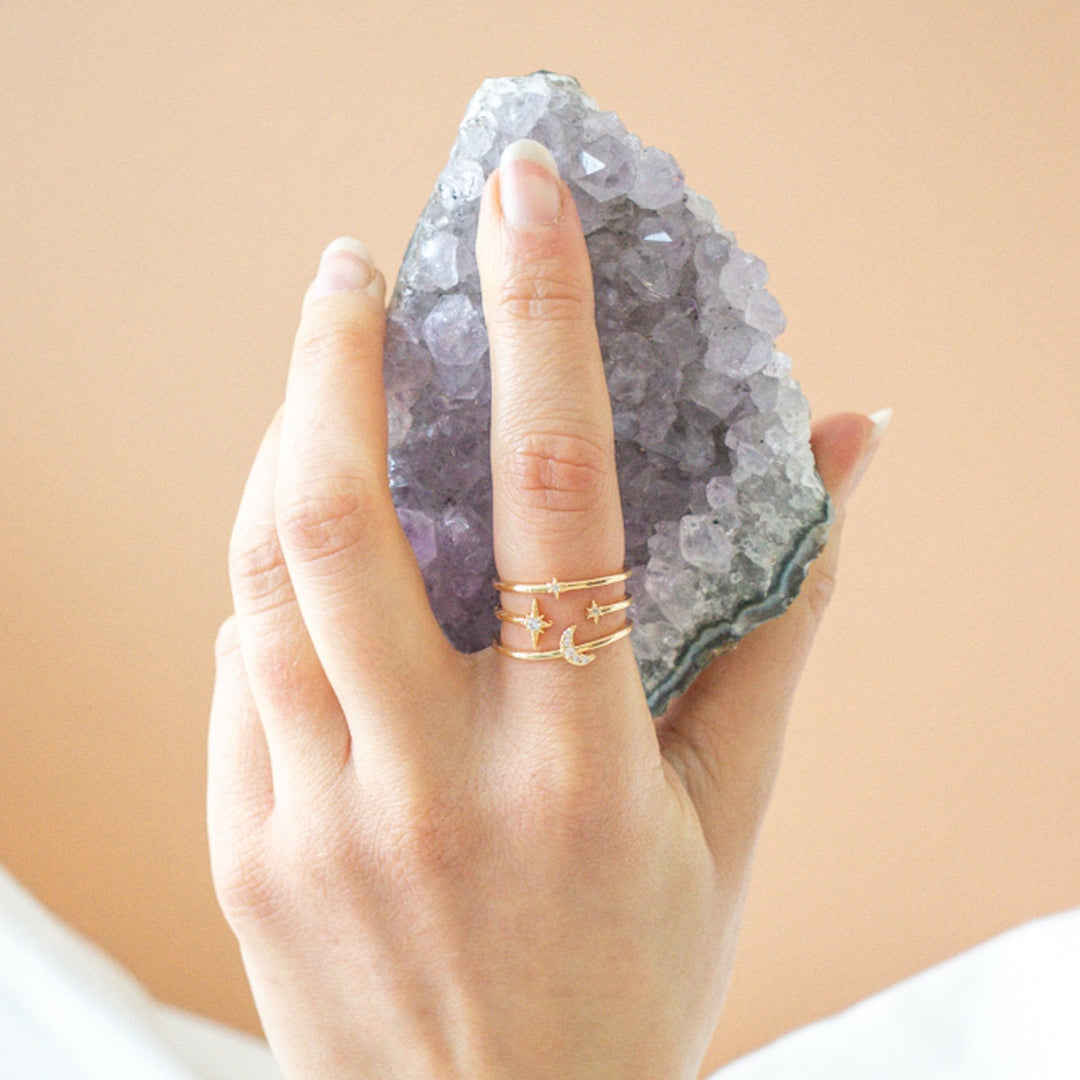 Celestial Moon and Stars Ring