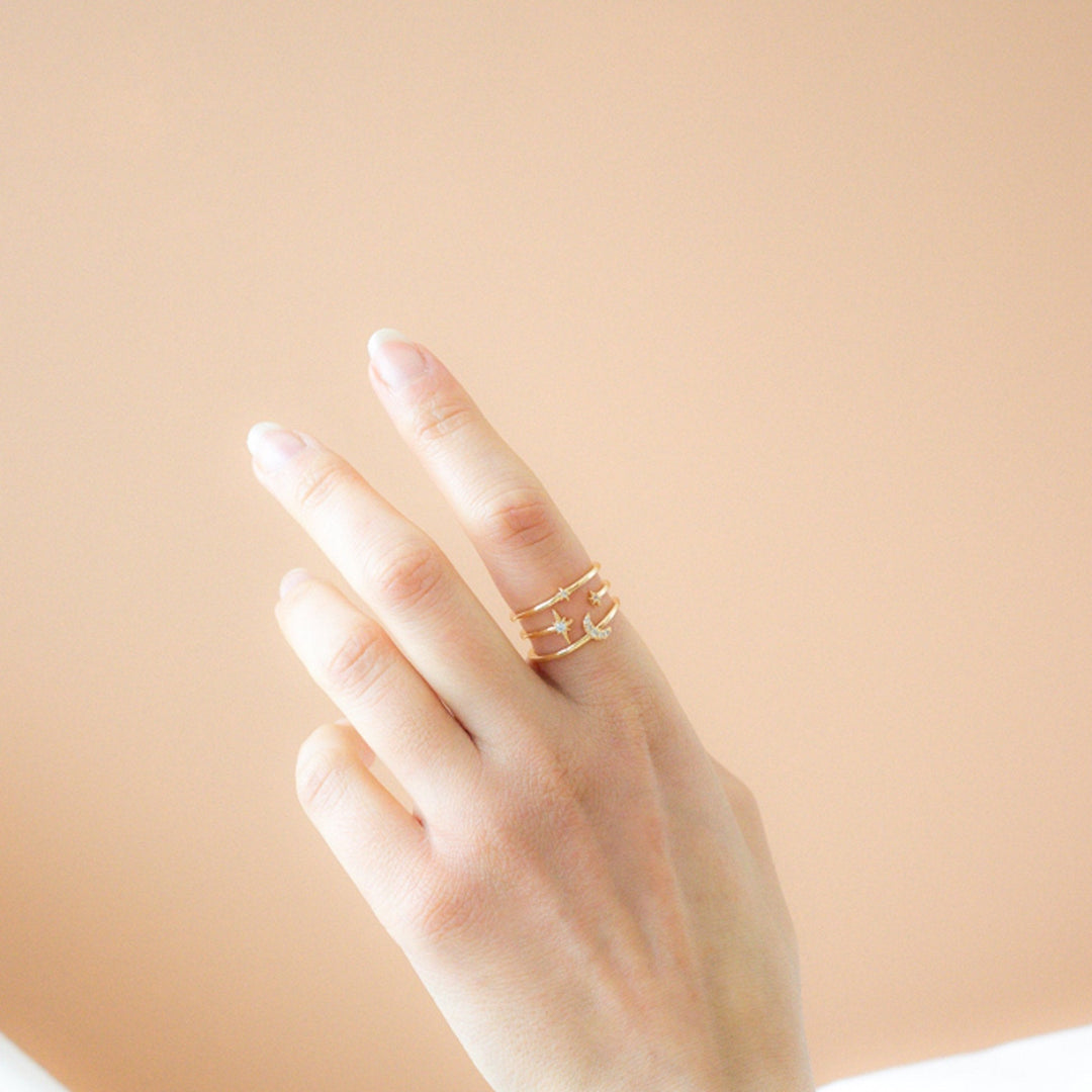 Celestial Moon and Stars Ring